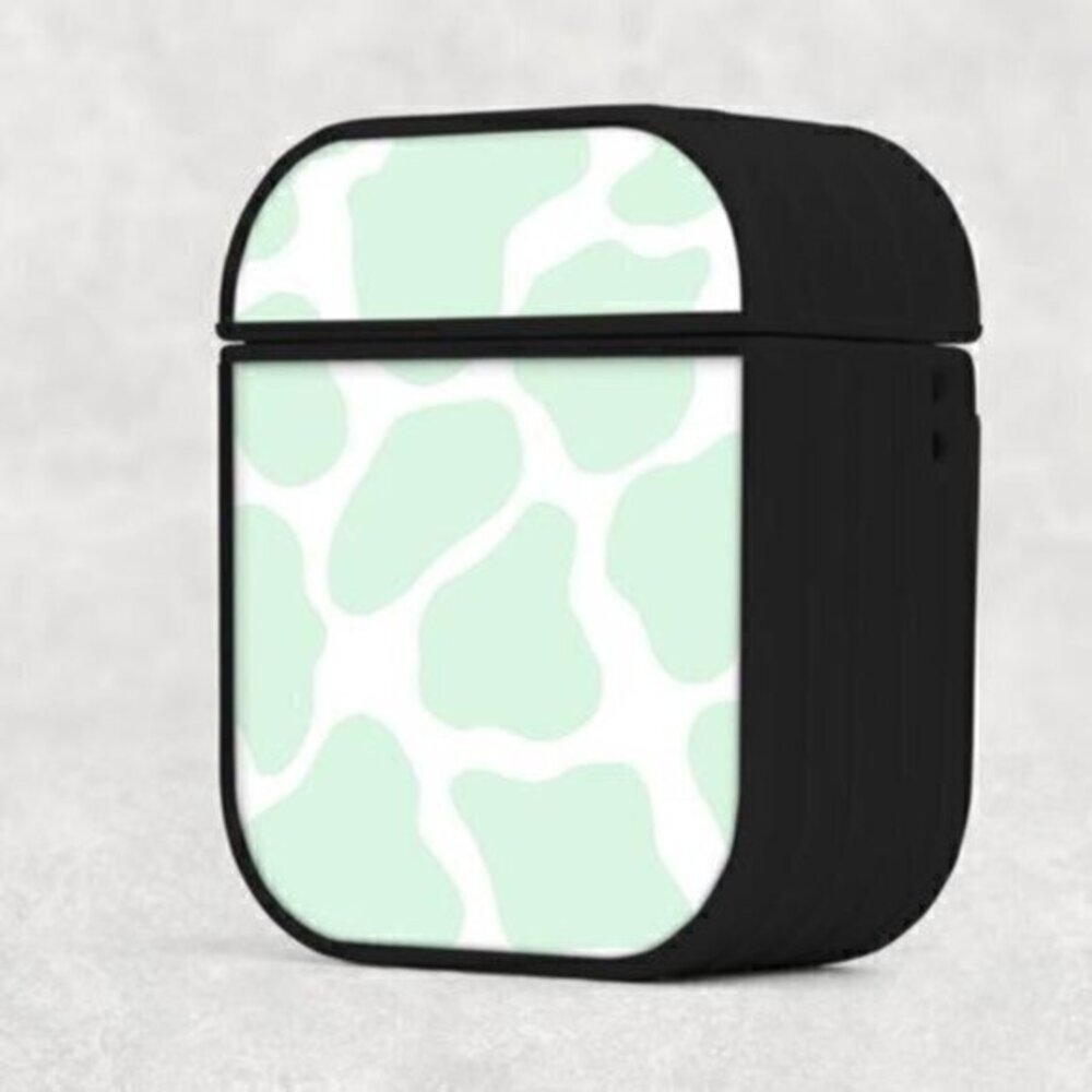 Mint Green Cow Print Airpod Case